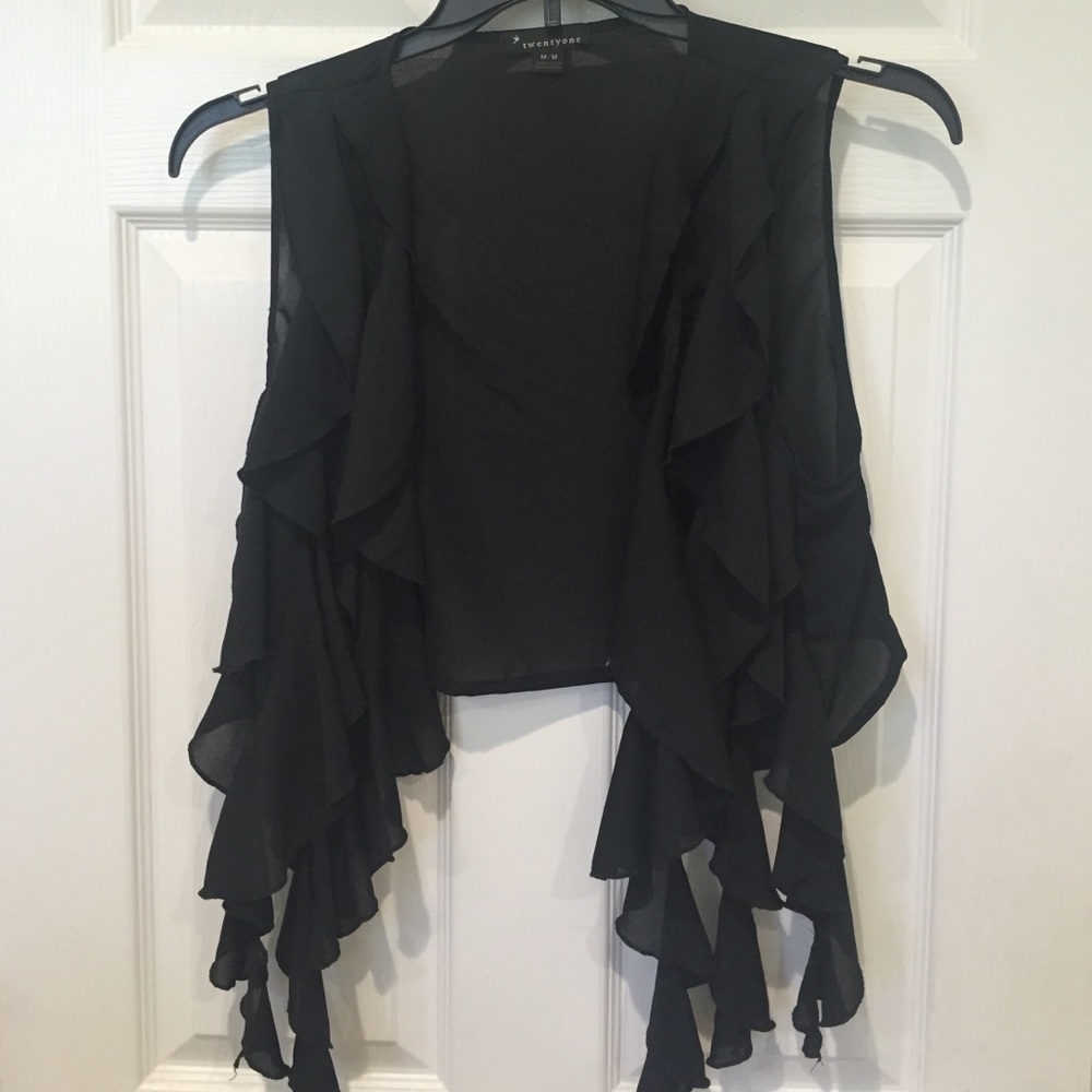 Forever 21 black layered ruffled vest