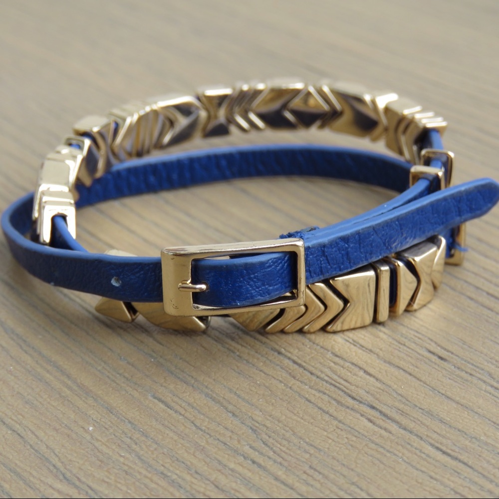 House of Harlow 1960 Blue Wrap Leather Bracelet