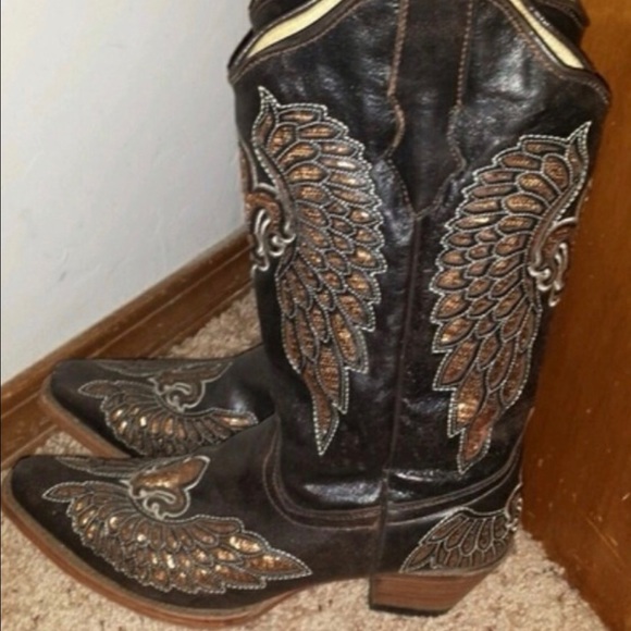 Brown & gold Corral boots size 9