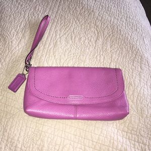 Purple coach wristlet purse