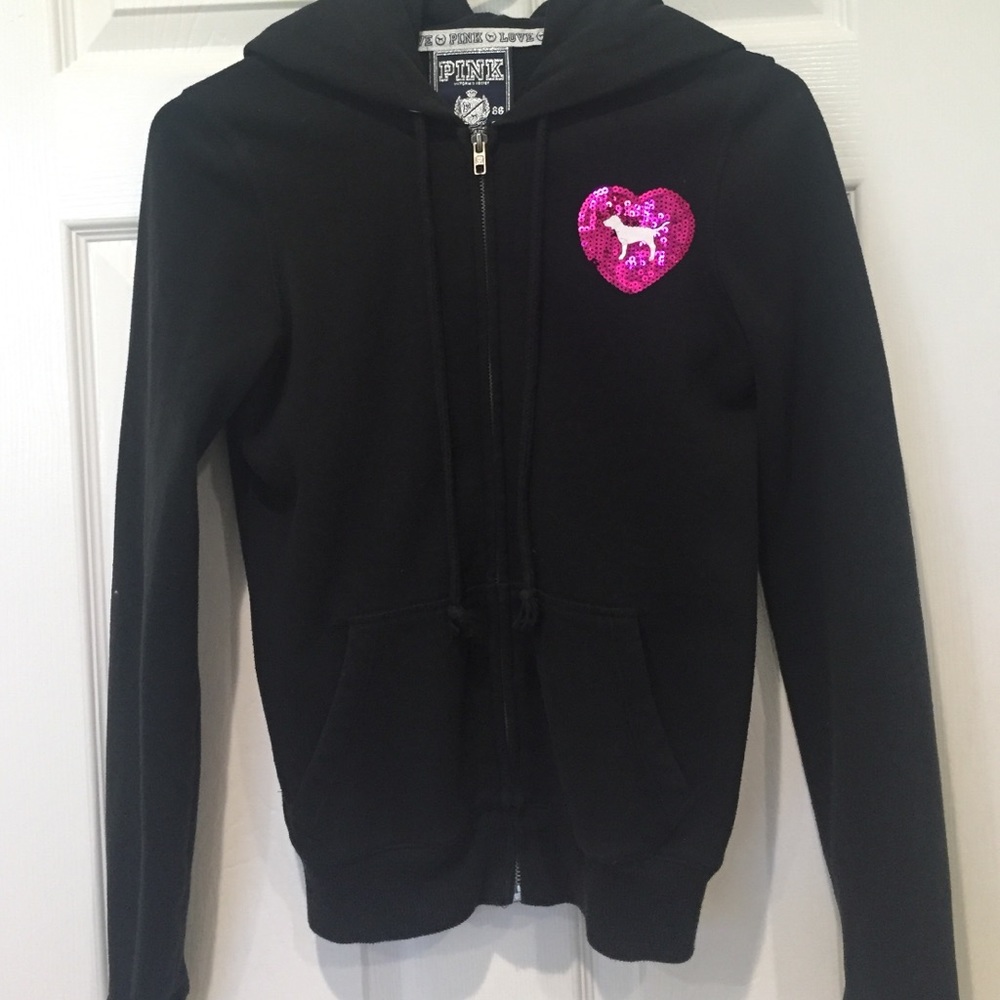 PINK Victoria's Secret- Black Zip Up Sweatshirt