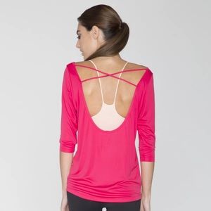 Splits59 Devon pink open back 3/4 sleeve XS