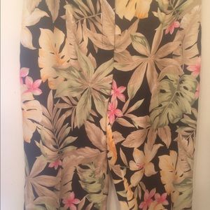 "Talbots" Island Print Classic "100% Silk" Slacks