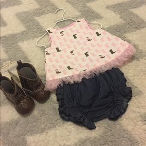 Mud Pie Baby Girls' Cowgirl Pinnafore and Bloomers