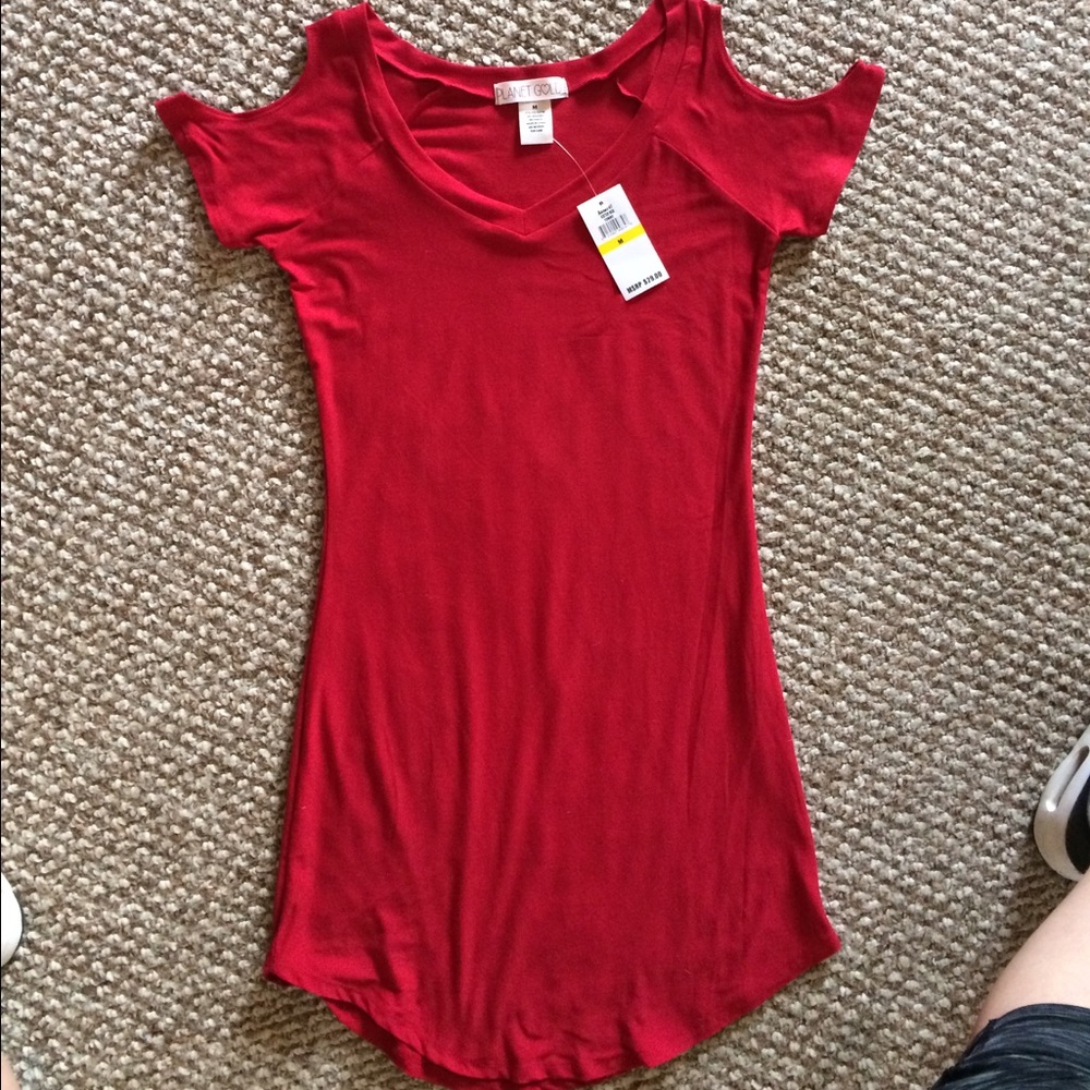 Planet Gold Long Top with open shoulders