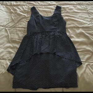 Cute navy blue and white polka dot dress
