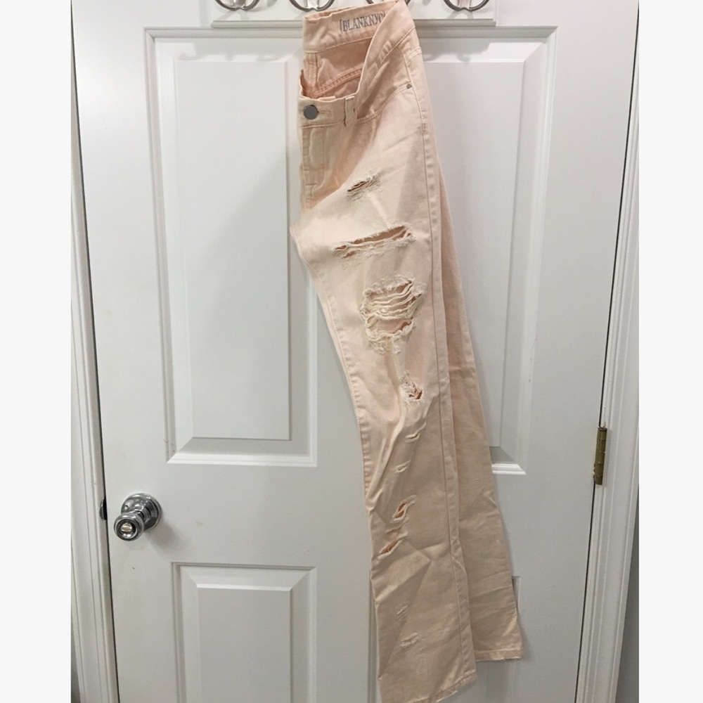 BLANK NYC Pale Pink Distressed Denim