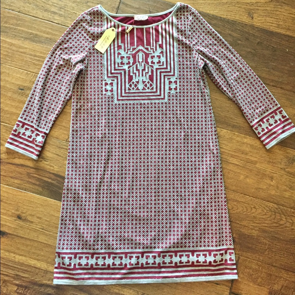 NWT M.S.S.P. Jersey shift dress - red & gray $118