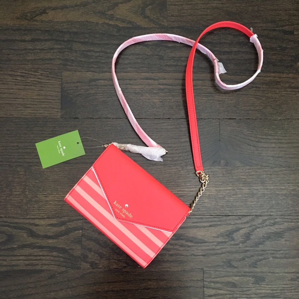NWT Kate Spade Striped Red & Pink Crossbody Bag