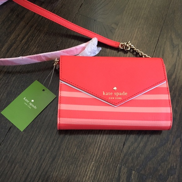 NWT Kate Spade Striped Red & Pink Crossbody Bag - Picture 3 of 7