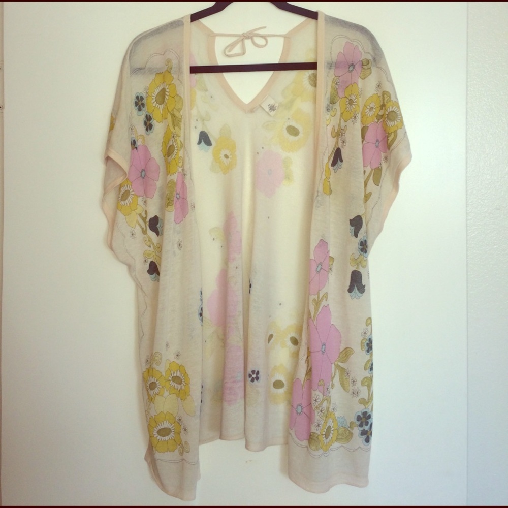 Moth Anthropologie 70's Floral Kimono Cardigan