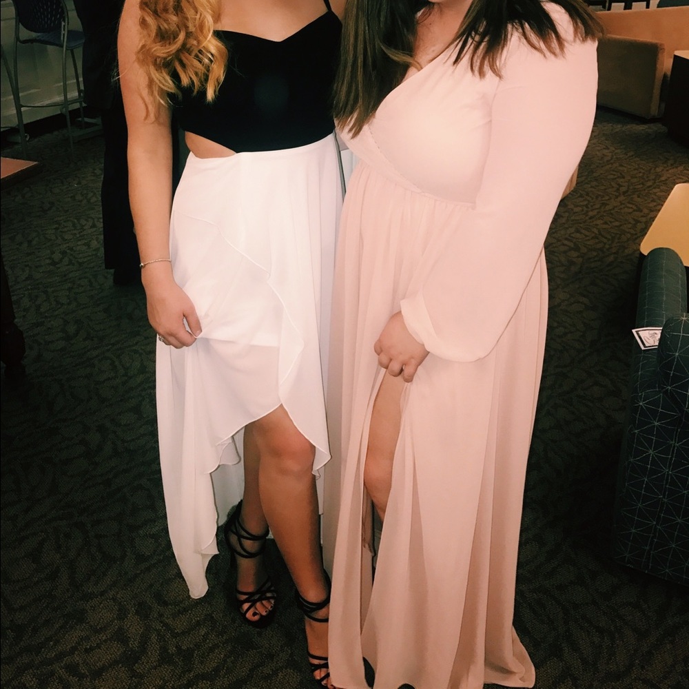 Black & White Slit High Low Dress