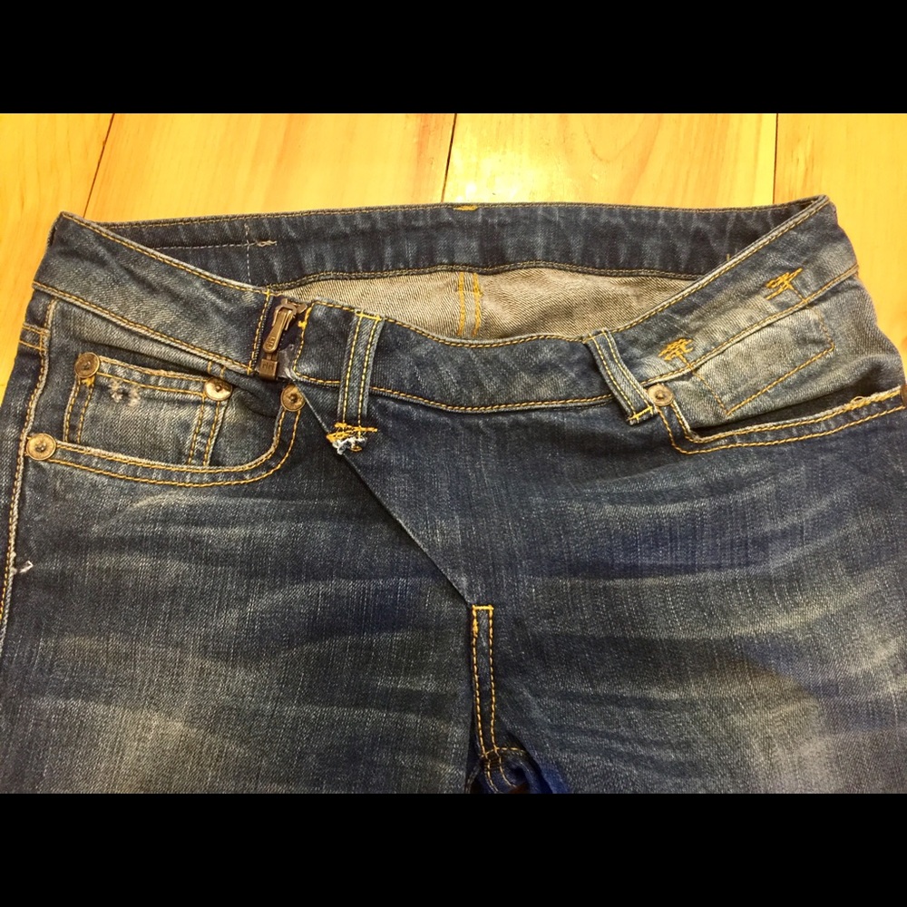 R13- RARE EUC. 'OVER MENDED' Low Rise Jeans-Celeb Fav -Made in ITALY