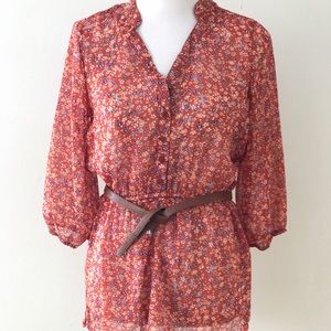Sheer floral flowy blouse