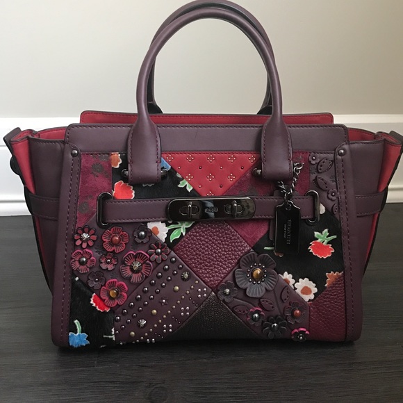 Plum leather Coach bag - Picture 1 of 4