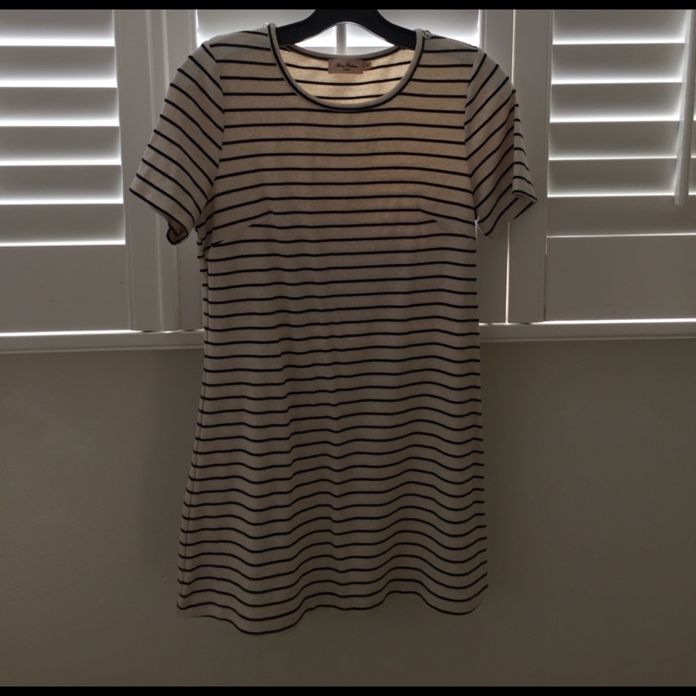 Navy and cream striped dress
