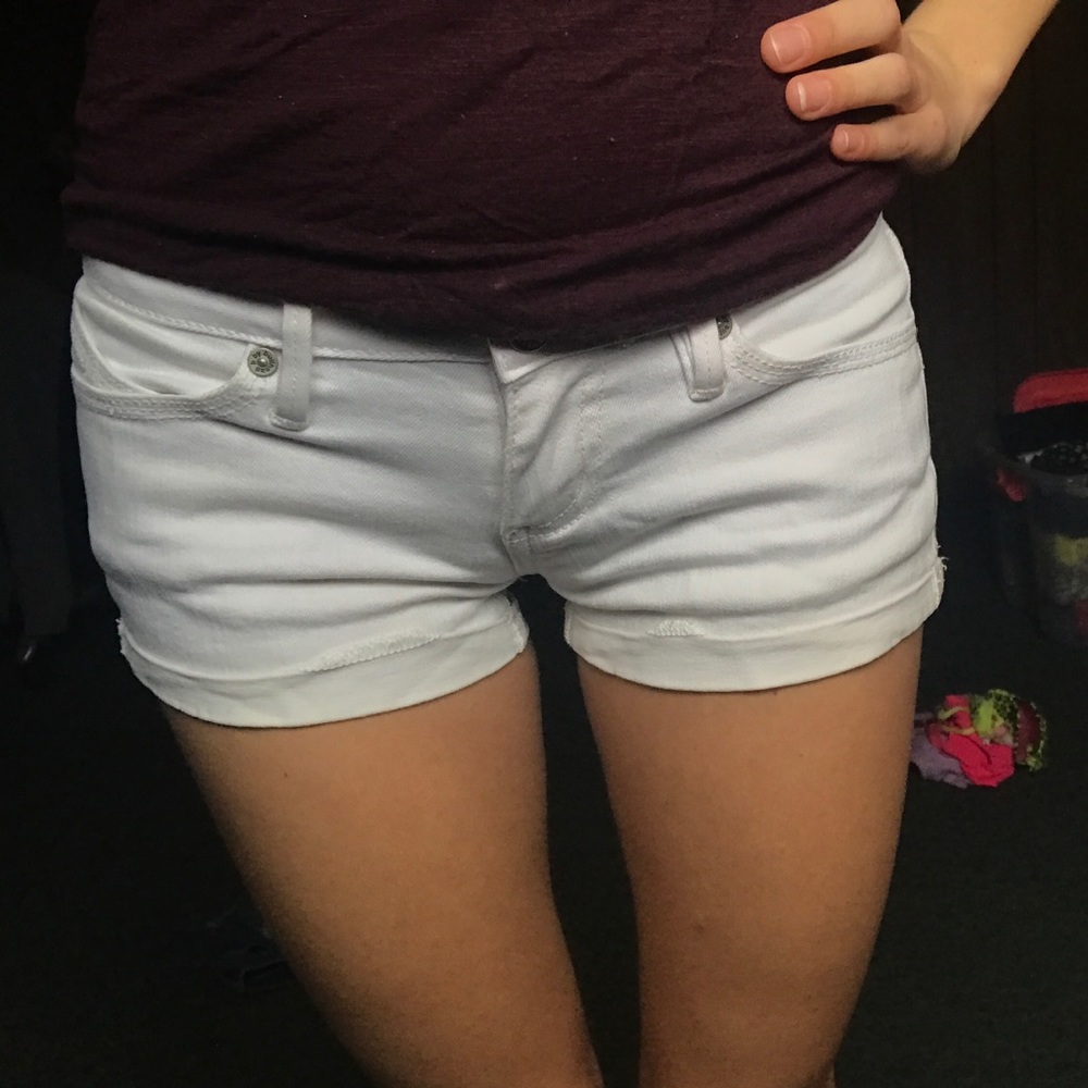 White denim shorts