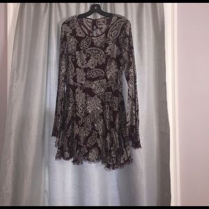 paisley maroon skater dress