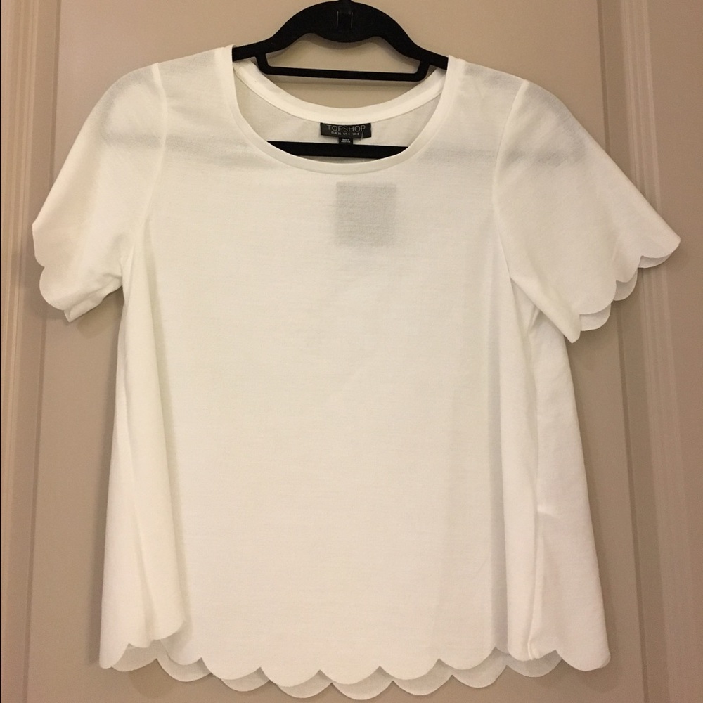 Top Shop white scalloped shirt