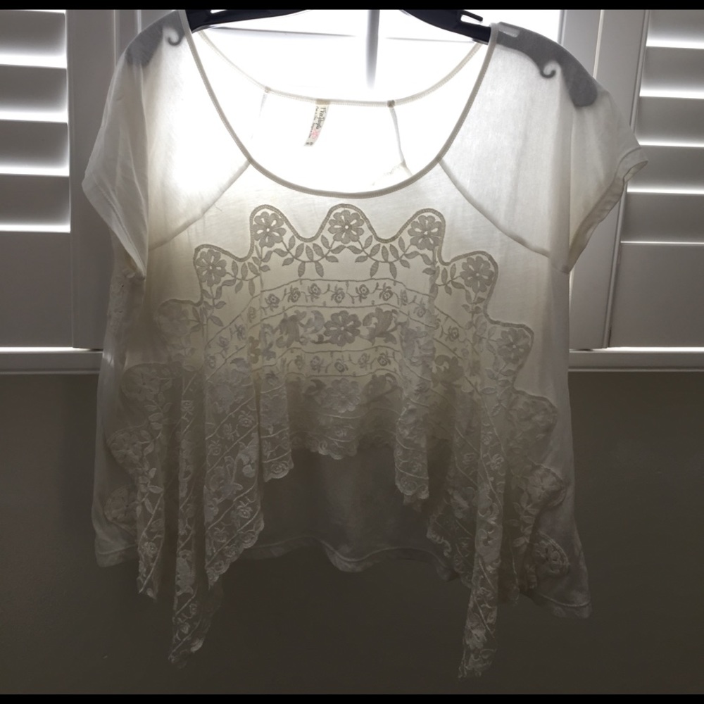 Free people white lace detail t-shirt