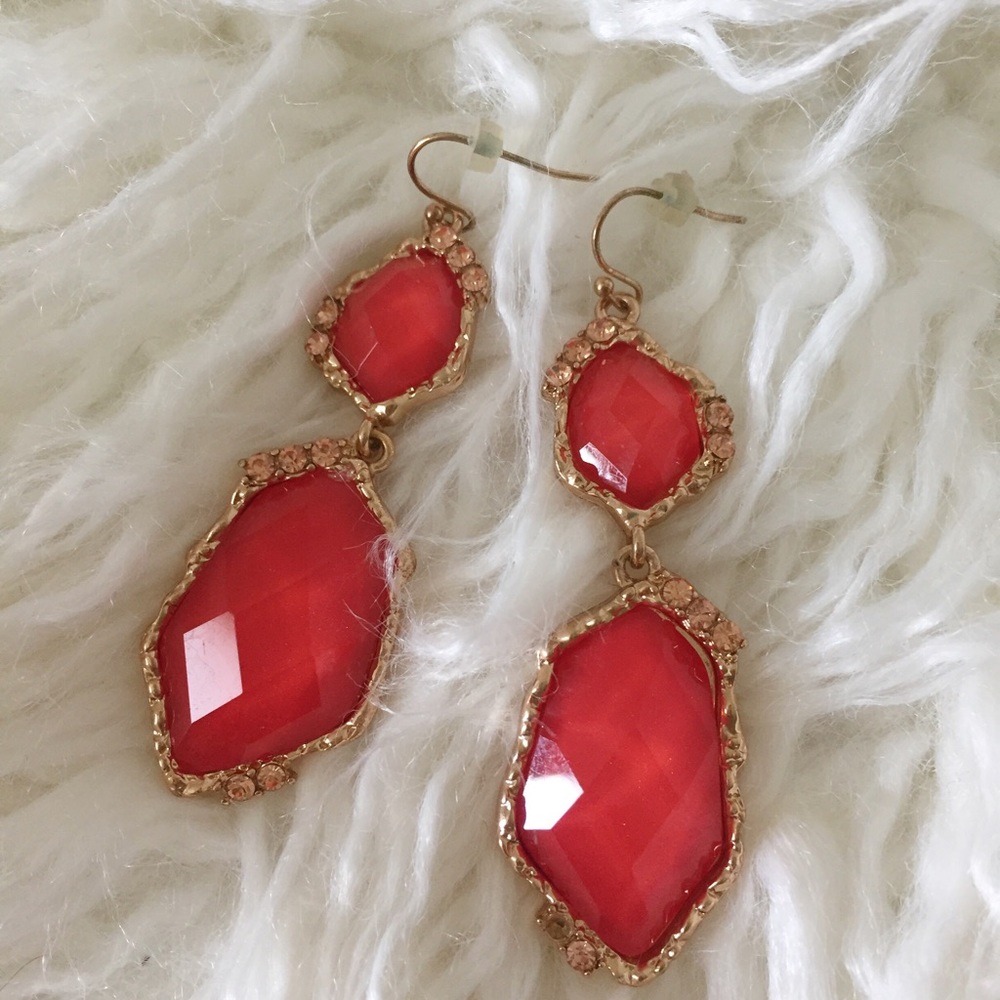 Francesca's Collections Coral Chandelier Earrings