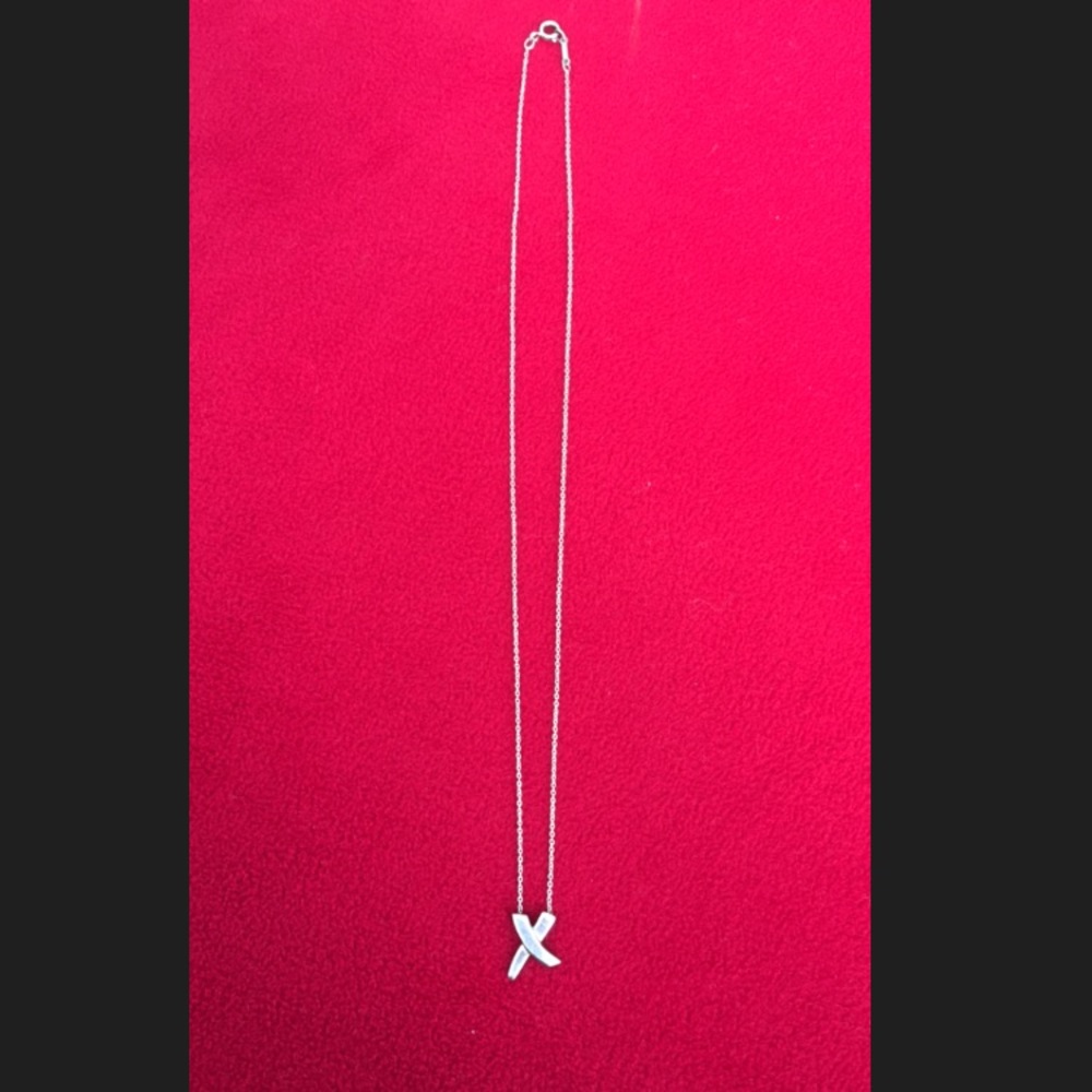 Authentic Tiffany and Co X necklace 18inch
