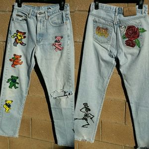 Grateful Dead jeans, handpainted one-of-a-kind