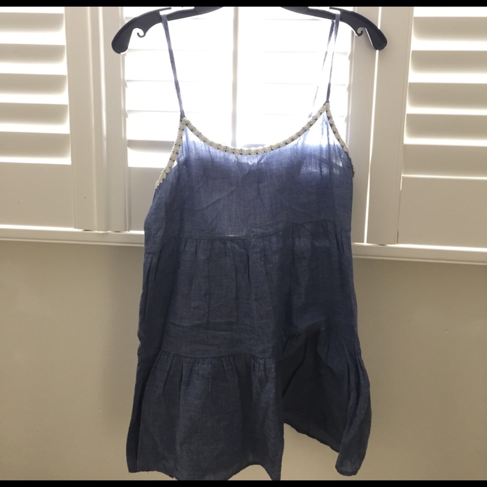 Blue babydoll dress with flower detailing