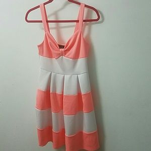 Rue21 Coral & White stripped sun dress