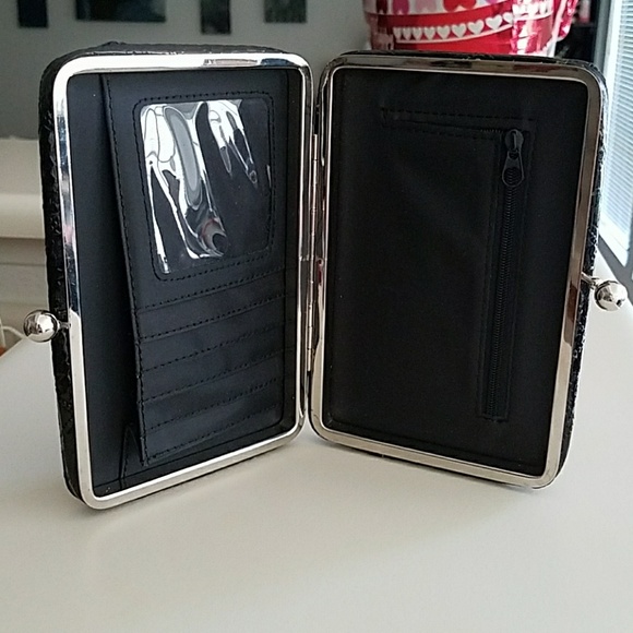 Cute Little Black Clutch with Silver Hardware - Picture 3 of 4