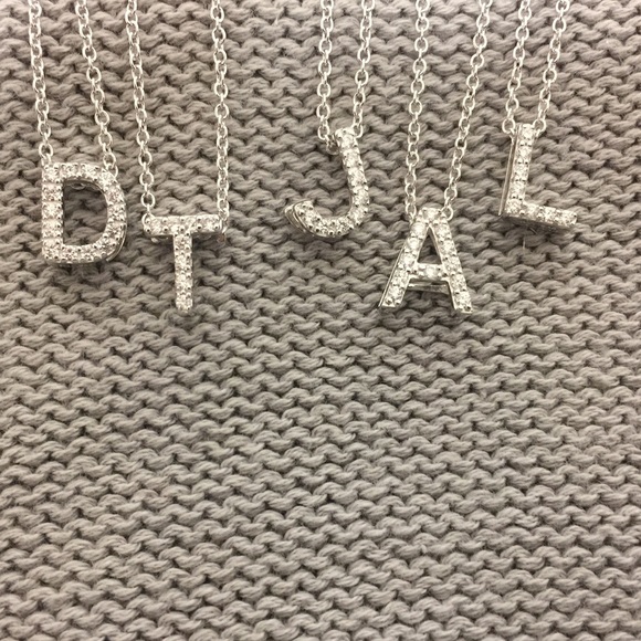 .925 Sterling 1/2" Initial CZ Necklaces, NWT - Picture 2 of 5