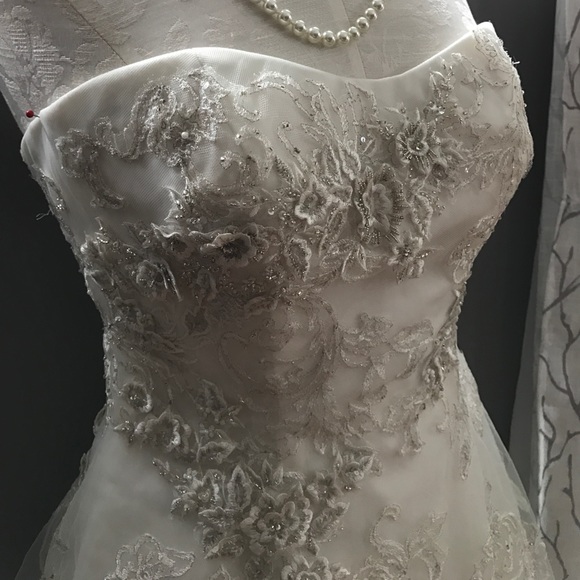 Oleg Cassini Tea Length Wedding Dress - Picture 2 of 4