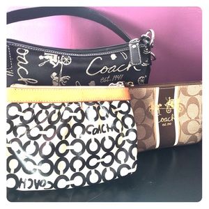 Coach bag and two wristlets