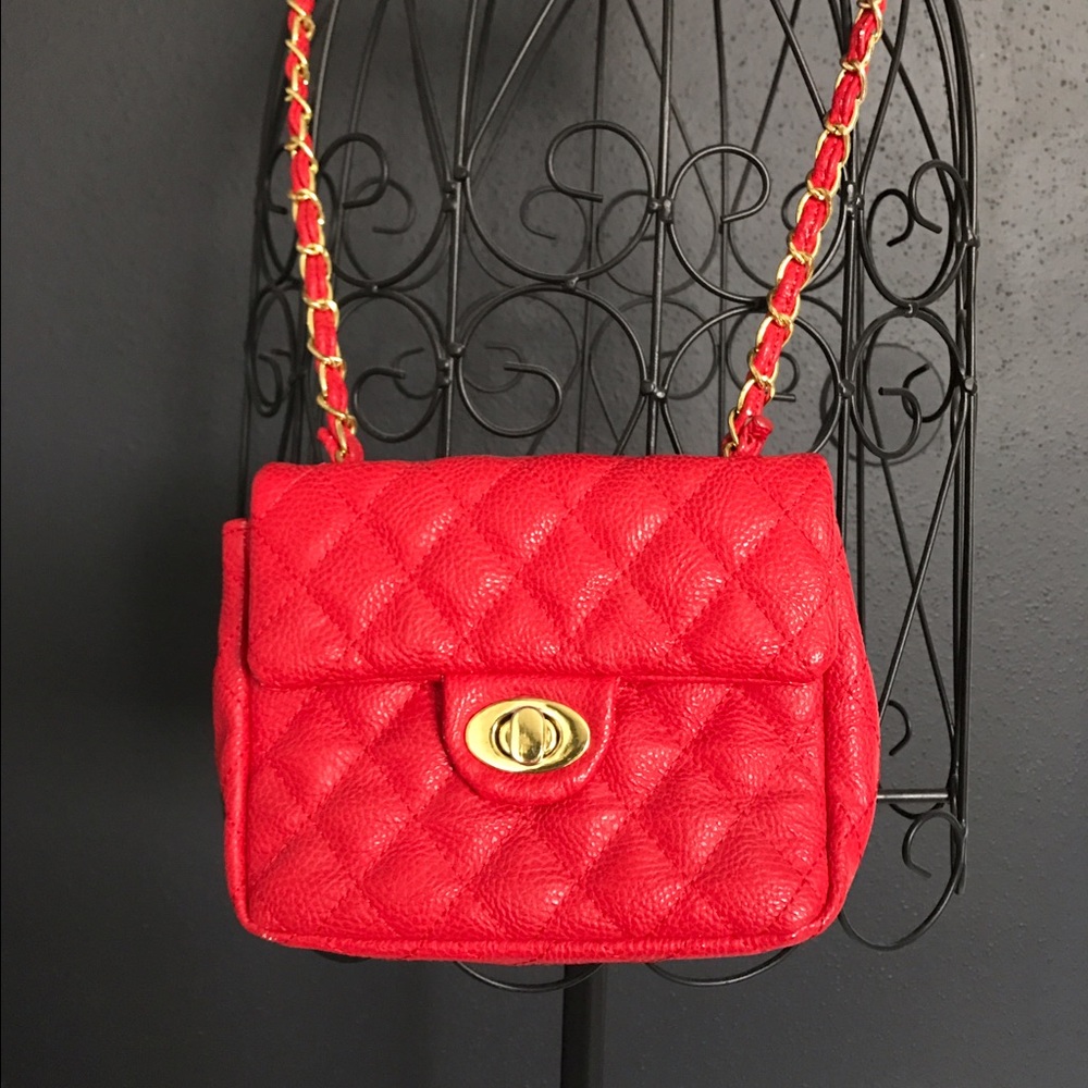 Red With Gold Accent Crossbody Bag