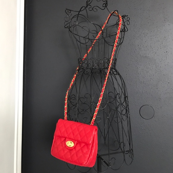 Red With Gold Accent Crossbody Bag - Picture 2 of 4