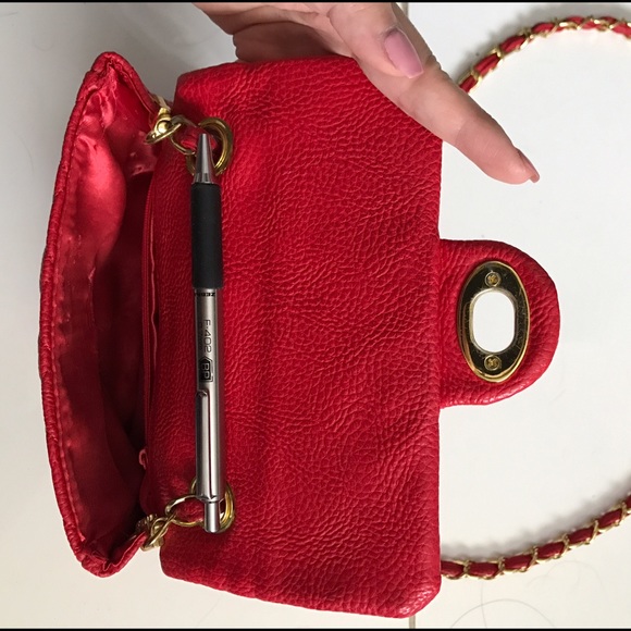 Red With Gold Accent Crossbody Bag - Picture 3 of 4