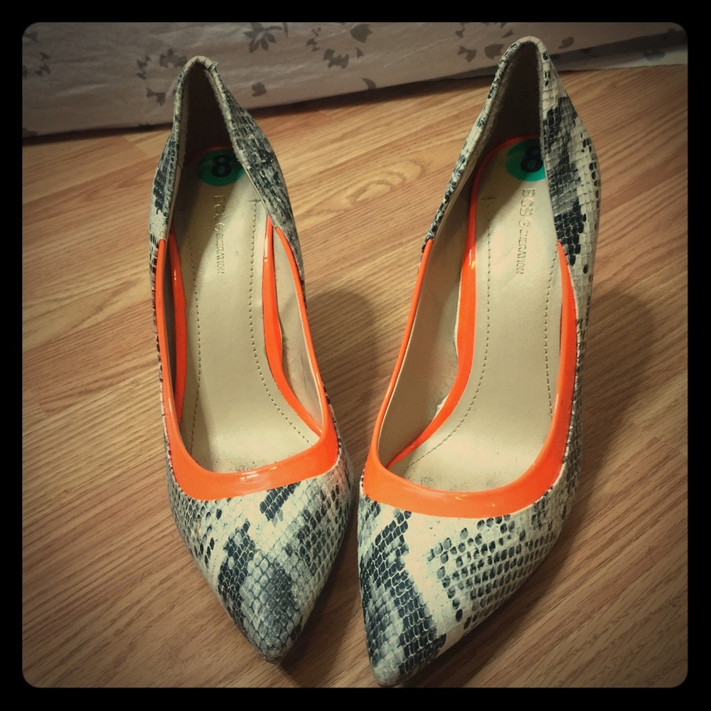 BCBGeneration snakeskin heels