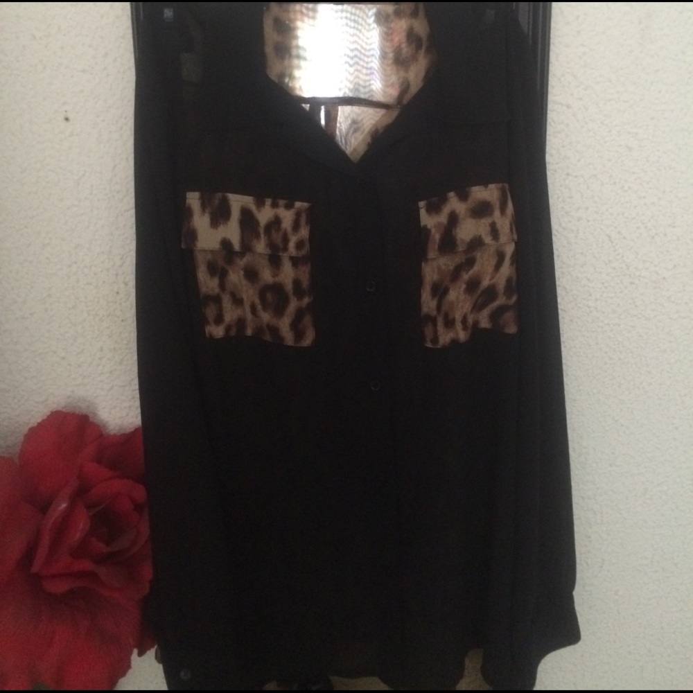 Black Cheetah Print Blouse
