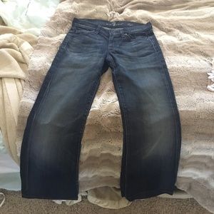 7 for all mankind dark wash flare wide leg jeans