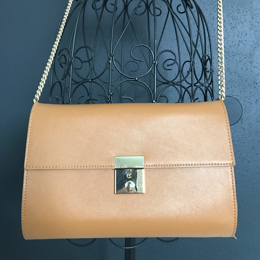 Cognac With Gold Accent Crossbody Bag