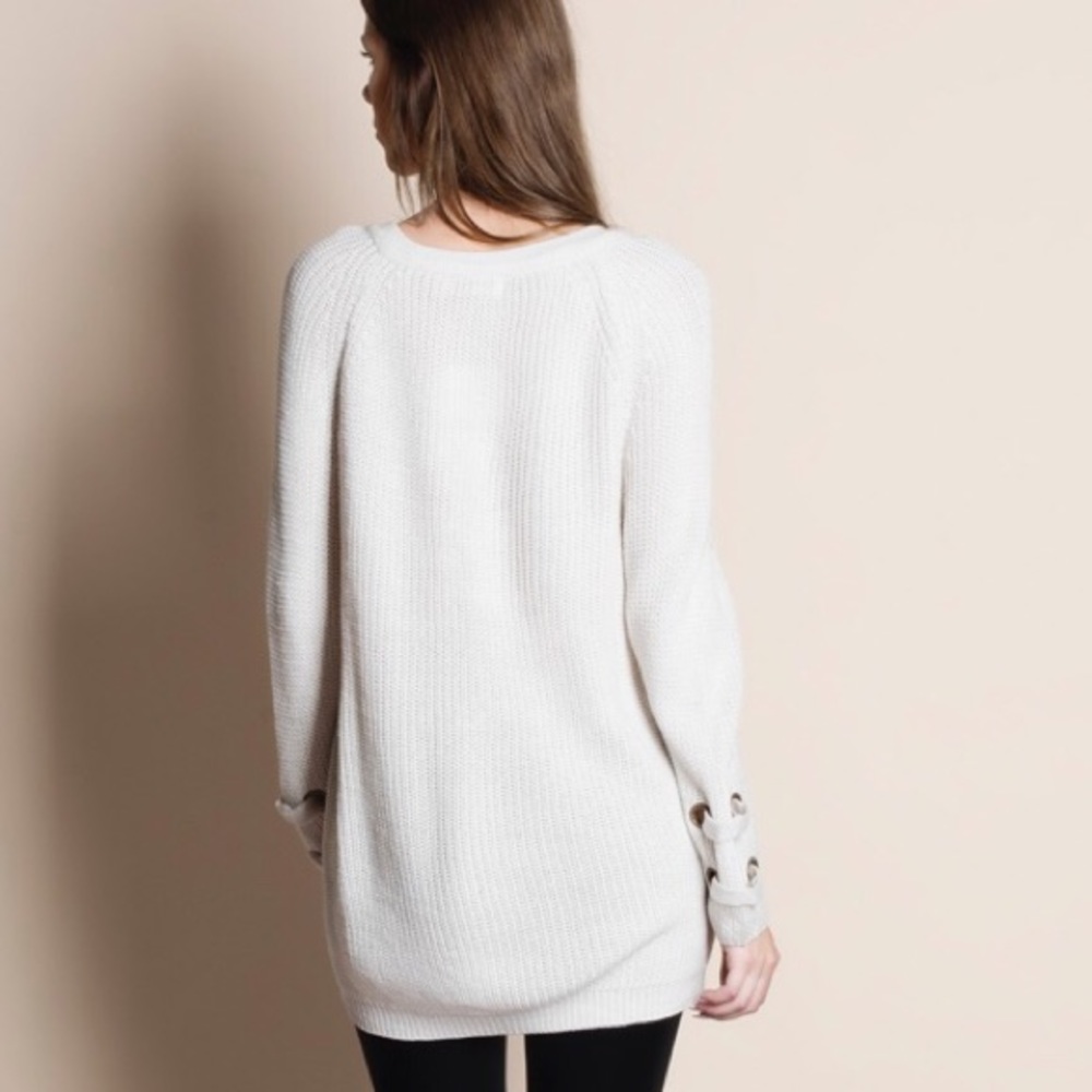 Lace Up Oversized Sweater - Picture 4 of 5