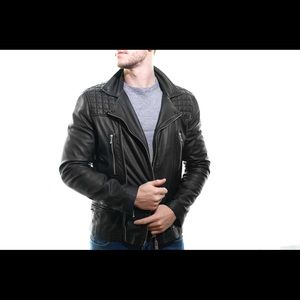 Brand new black leather jacket All Saints XL.