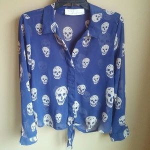 Vintage Havana blouse with skull design, sz M, EUC