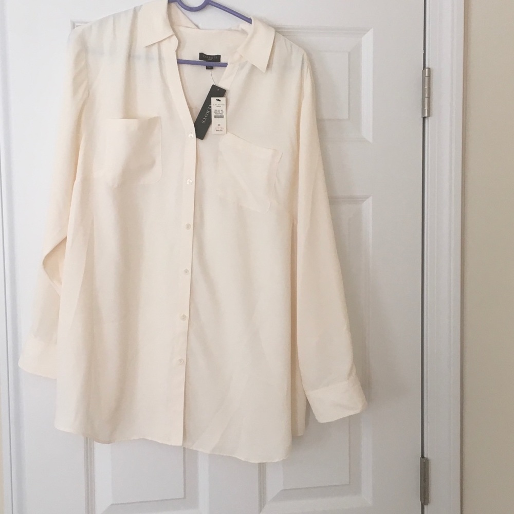 Cream colored, sheer Talbots blouse-plus sized