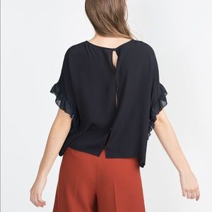 Zara frill sleeve top with back buttons