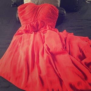 Beautiful strapless, red evening gown