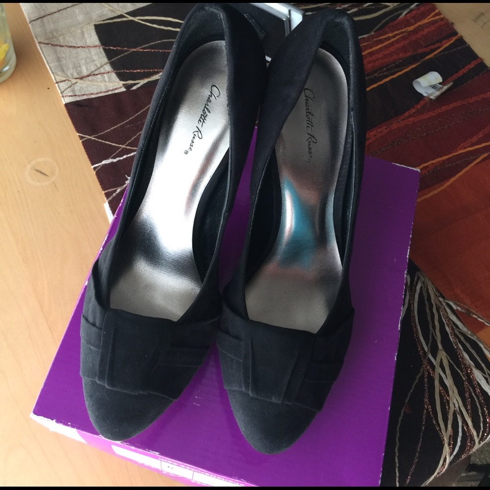 Black suede heels