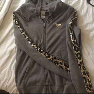 vs pink sequin hoodie