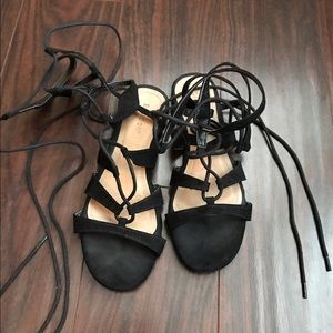 Black tie up gladiator sandals