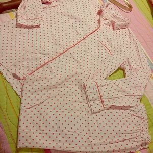 Victoria Secret pajamas, polka dot pink.